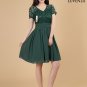 Dark Green Fit and Flare Floral Lace and Chiffon Bridesmaid Mini Dress with Wide Skirt Hem
