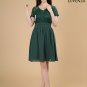 Dark Green Fit and Flare Floral Lace and Chiffon Bridesmaid Mini Dress with Wide Skirt Hem