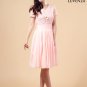 Light Pink Fit and Flare Floral Lace and Chiffon Bridesmaid Mini Dress with Wide Skirt Hem