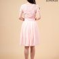 Light Pink Fit and Flare Floral Lace and Chiffon Bridesmaid Mini Dress with Wide Skirt Hem