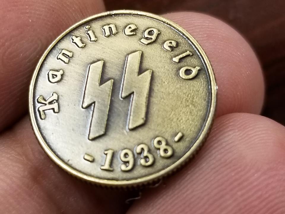 WWII WW2 Nazi German SS Kanitnegeld bar money coin 1938 bronze