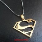 Stainless Steel necklace superman Pendant W/chain Men's jewelry Gold