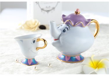 Beauty And The Beast Tea Set Mrs Potts Teapot Chip Cup - Free Shipping