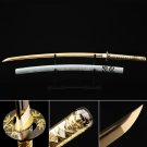 Samurai Sword Silver Scabbard Golden Bamboo Decoration - Free Shipping