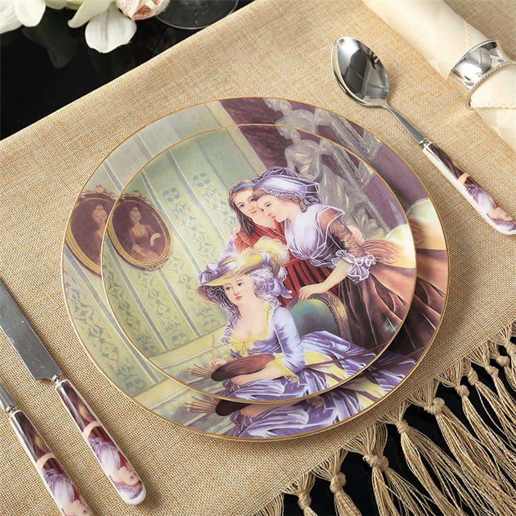 Vintage Bone China Dinnerware Set Painted Porcelain Cutlery Tableware