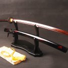 Red Damascus Blade Samurai Sword Japanese Katana Folded Steel Battle Ready Sharp
