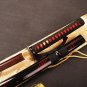 Red Damascus Blade Samurai Sword Japanese Katana Folded Steel Battle Ready Sharp