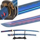 Handmade Japanese Katana Sword Changing Color Blade 1060 Carbon Steel Wave Hamon Battle Ready Sharp