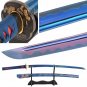 Handmade Japanese Katana Sword Changing Color Blade 1060 Carbon Steel Wave Hamon Battle Ready Sharp