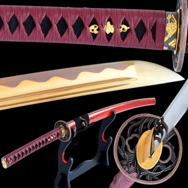 Katana Japanese Samurai Sword High Carbon Steel Electroplated Golden Blade Full Tang Sharp