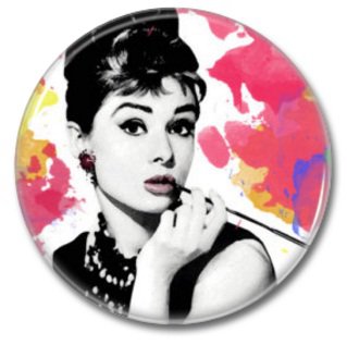 Audrey hepburn button! (25mm, badges, pins, vintage)