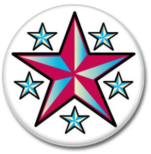 Tattoo Star button! (25mm, badges, pins, vintage, retro)