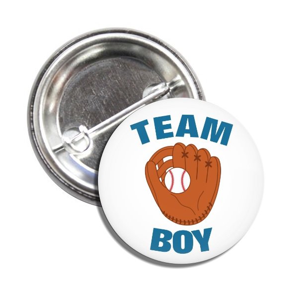 Team Boy button (badges, pins, pinbacks, baby shower, gender reveal)