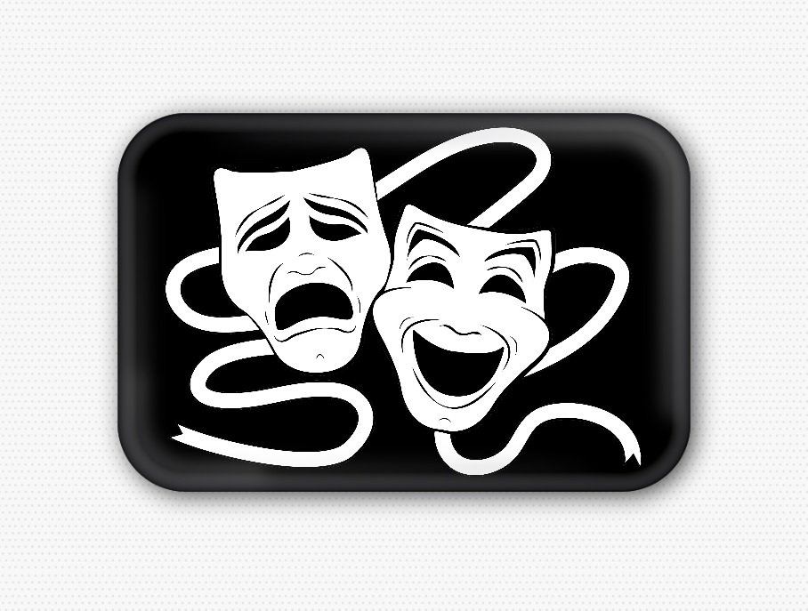 Comedy and Tragedy Fridge Magnet (44x68mm, refrigerator, decor, sock buskin)