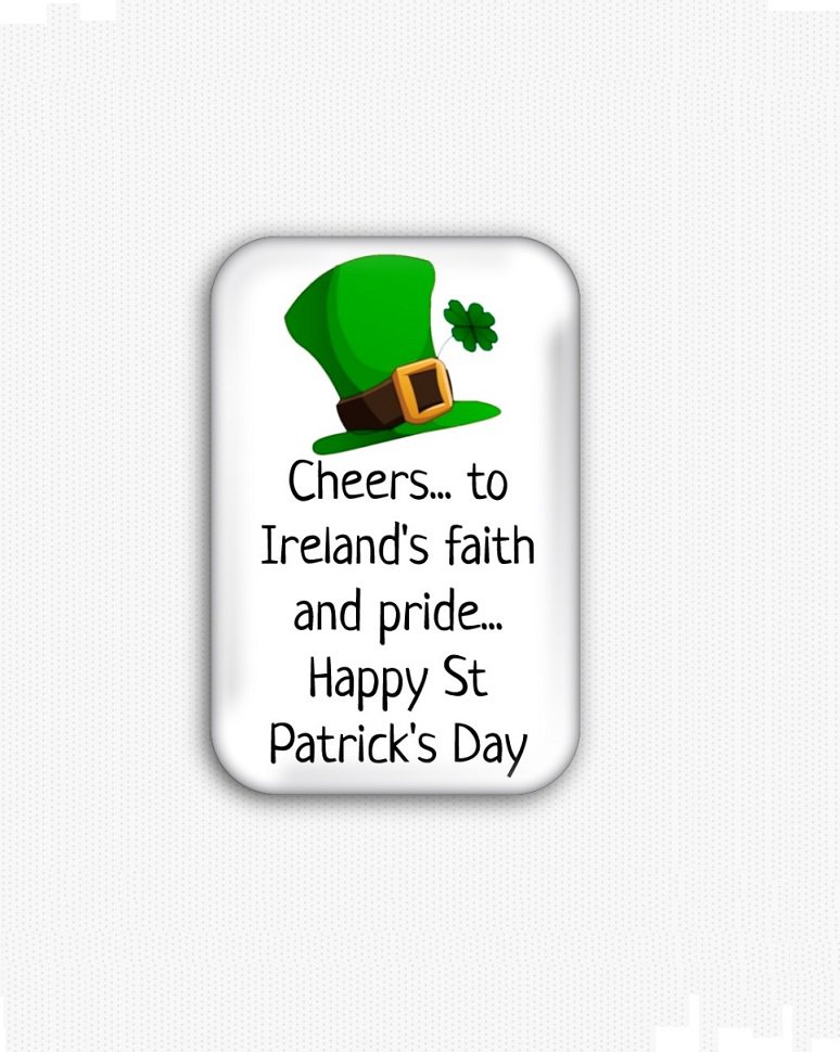 Happy St. Patrick's Day Fridge Magnet (44x68mm, refrigerator, decor, shamrock, Ireland)