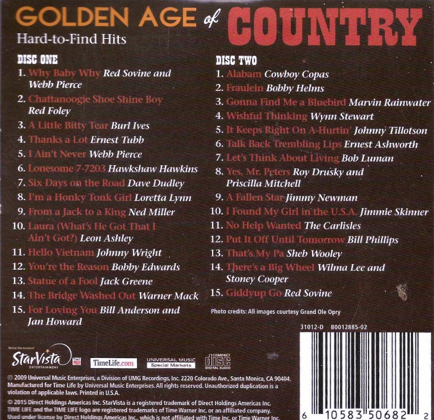 Used CD Time Life Golden Age of Country HARD TO FIND HITS