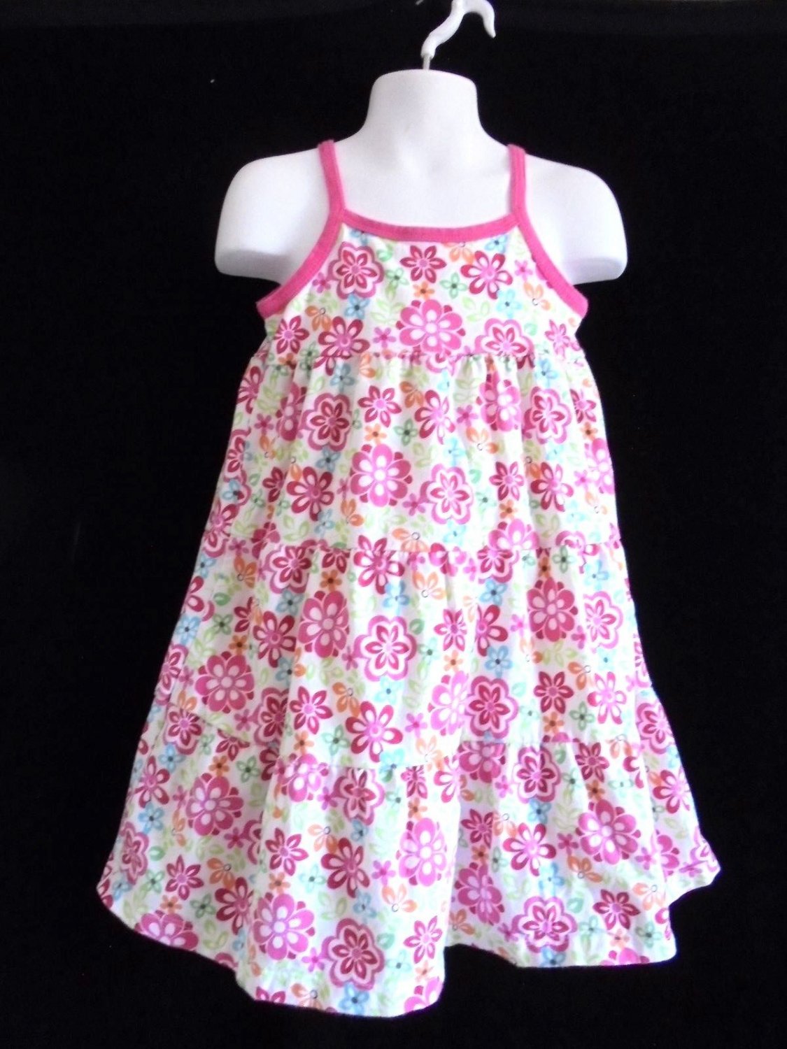 Jumping Beans - Floral Tiered Dress w/Pink Trim Girls Size 5 Nice!
