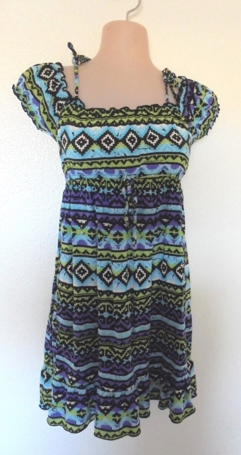 Speechless - Southwestern Style Dress w/Straps & Sleeves Ruffles Girls Sz 8