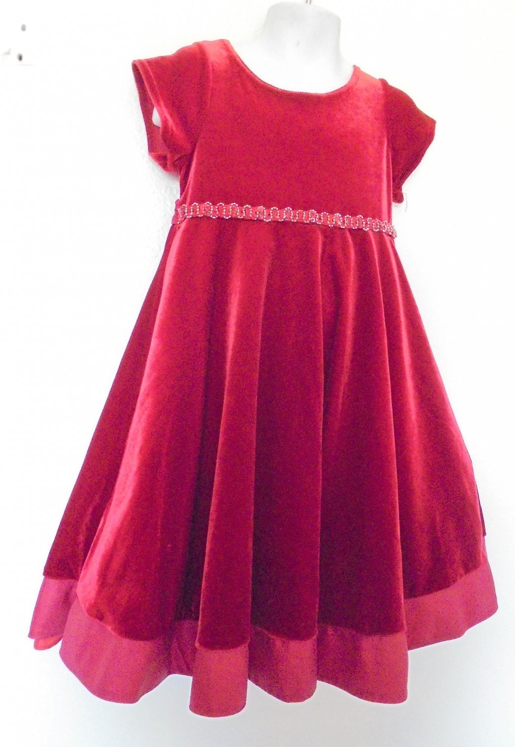 Goodlad - Red Velvety Fancy Christmas Dress Lined, Bling At Waist Girls ...