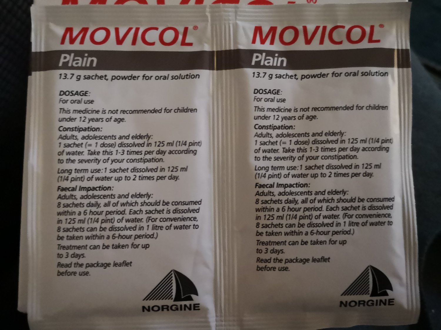 Movicol Plain 13.7g sachet for oral solution
