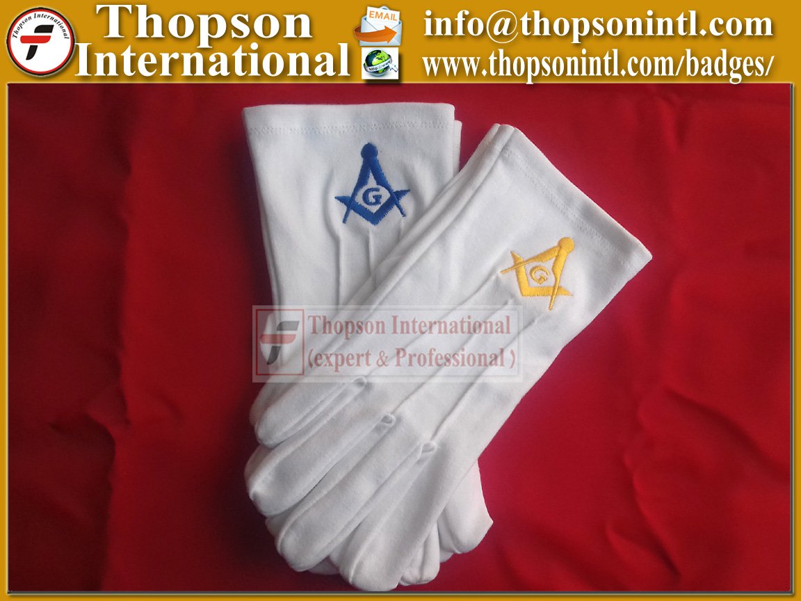 Masonic Regalia Master mason white cotton gloves