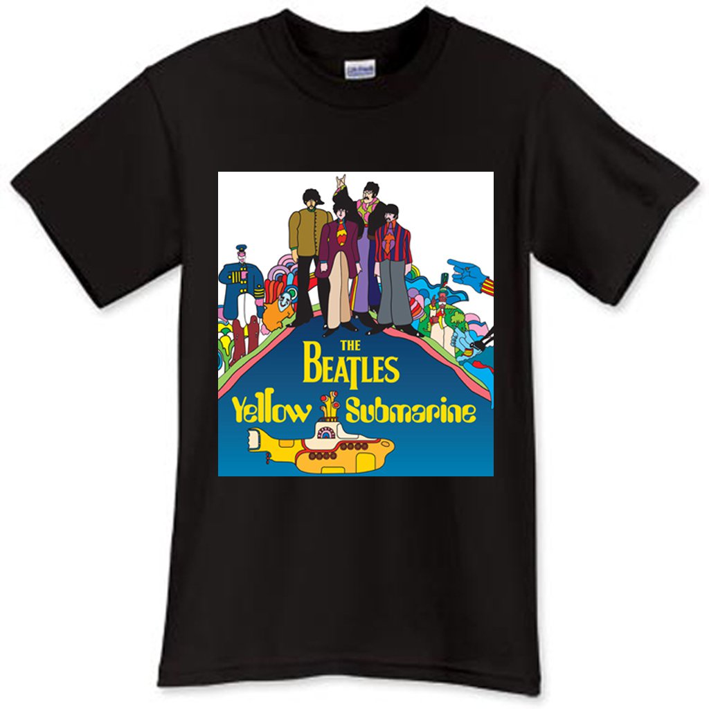 BEATLES YELLOW SUBMARINE 1 American Top Billboard Singer Black TShirt