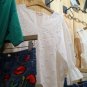 #001 Cream Crochet Top Floral Embroidery Denim Skirt Set of 2