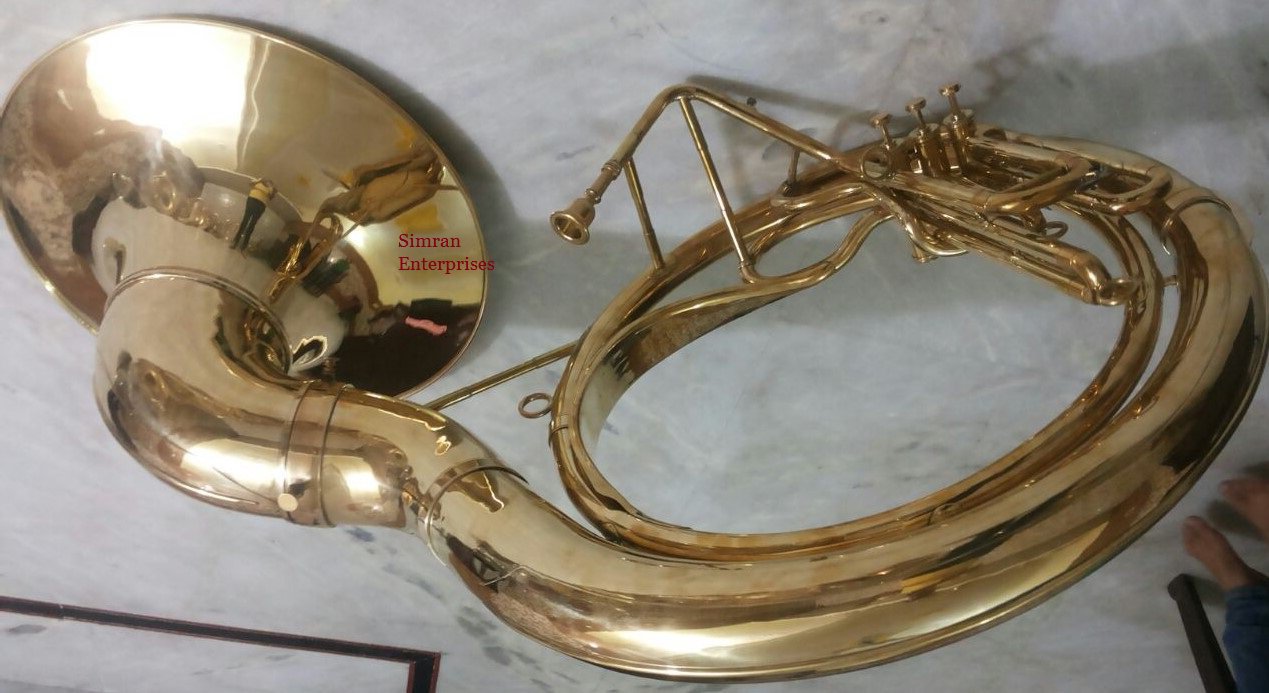 SOUSAPHONE TUBA HORN JUMBO BIGGEST SIZE 25 INCH BRASS POLISH WITH CASE