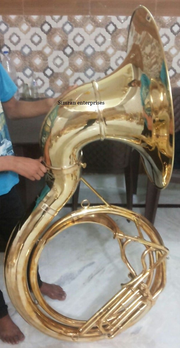 SOUSAPHONE TUBA HORN JUMBO BIGGEST SIZE 25 INCH BRASS POLISH WITH CASE