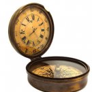 MARITIME DESKTOP WATCH AND COMPASS, STUNNING SEPIA DIAL BOND LONDON, HEAVY BRASS