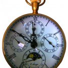 VINTAGE MOONPHASE GLOBE CLOCK BRASS & CRYSTAL MECHANICAL CALENDAR COMPLICATION