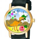 BEAUTFUL  RARE DINOSAUR T-REX COMIC ART CHILDREN'S 30 mm WRIST WATCH