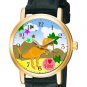 BEAUTFUL RARE DINOSAUR T-REX COMIC ART CHILDREN'S 30 mm WRIST WATCH