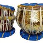 TABLA DRUM SET. ORIGINAL BRASS & ROSEWOOD INDIAN PRO-GRADE TABLAS + FLIGHT CASE