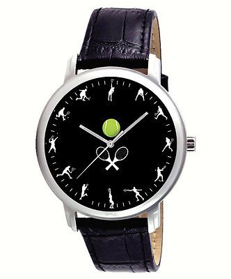 FANTASTIC LAWN TENNIS STROKES COLLAGE ART 40 mm COLLECTIBLE BRASS WRIST WATCH