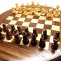 CLASSIC VINTAGE INDIAN ROSEWOOD ROUND TRAVELLING CHESS SET IN PERFECT CONDITION