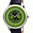 STUNNING TREE OF LIFE IRISH GREEN CELTIC ART COLLECTIBLE WRIST WATCH IN BRASS