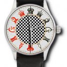 CHEQUERED VINTAGE CHESS SEPIA ART DIAL MASSIVE 44 mm COLLECTIBLE WRIST WATCH