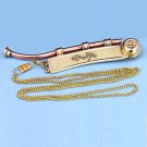 NAUTICAL BOATSWAIN WHISTLE BOSUN IN BRASS & COPPER w 16--INCH BRASS CHAIN