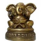 Vintage 1960s Ultra-Large Ears Ganesha Ganesh Hindu Diety Solid Brass 7.5 Inches