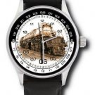 RARE VINTAGE STEAM ENGINE RAILROAD SEPIA ART REGULATOR WRIST WATCH, 40 mm RARE VINTAGE STEAM ENGINE RAILROAD SEPIA ART REGULATOR WRIST WATCH, 40 mm