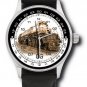 RARE VINTAGE STEAM ENGINE RAILROAD SEPIA ART REGULATOR WRIST WATCH, 40 mm
