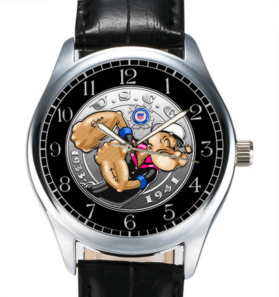 FANTASTIC VINTAGE ART POPEYE THE SAILOR MAN US COAST GUARD COLLECTOR WRIST WATCH