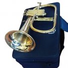 CLASSIC GOLD FINISH 3-VALVE INTERMEDIATE FLUGEL HORN FLUGELHORN w DESIGNER CASE