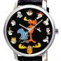 HUGE 44 mm ROCKY & BULWINKLE ORIGINAL COLLAGE COMIC ART COLLECTOR'S WRIST WATCH