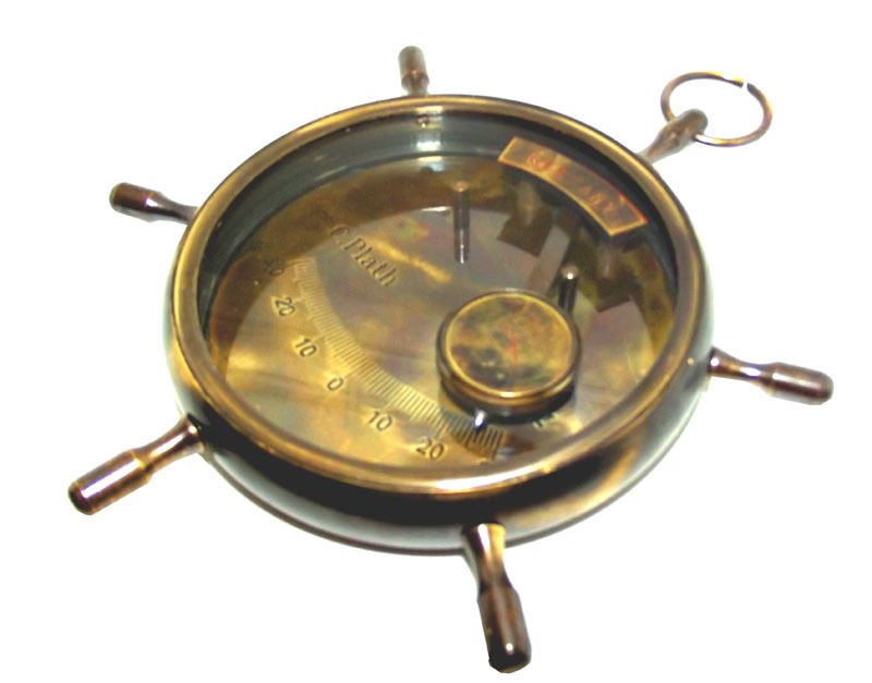 FOR SMALL BOAT SAFETY SAILBOAT INCLINOMETER IN BRASS. LOVELY SHIPWHEEL