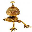 CLASSIC VINTAGE SOLID BRASS OFFICE DESK CALLING BELL, ENGRAVED FROG, LOVELY!