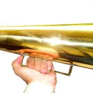 VINTAGE 1950s LARGE 45 cm WORKING SHIP'S HANDHELD MEGAPHONE IN SHEET BRASS. VINTAGE 1950s LARGE 45 cm WORKING SHIP'S HANDHELD MEGAPHONE IN SHEET BRASS.