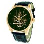 YA ALI MADAD, LARGE FORMAT SHIA ISLAM CALLIGRAPHY GREEN DIAL WRIST WATCH
