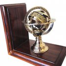 NAUTICAL THEME FRENCH ARMILLARY SPHERE BOOKENDS, HEAVY BRASS & ROSEWOOD. 1 PAIR NAUTICAL THEME FRENCH ARMILLARY SPHERE BOOKENDS, HEAVY BRASS & ROSEWOOD. 1 PAIR
